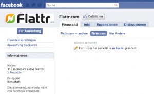 die anwendungsseite bei facebook